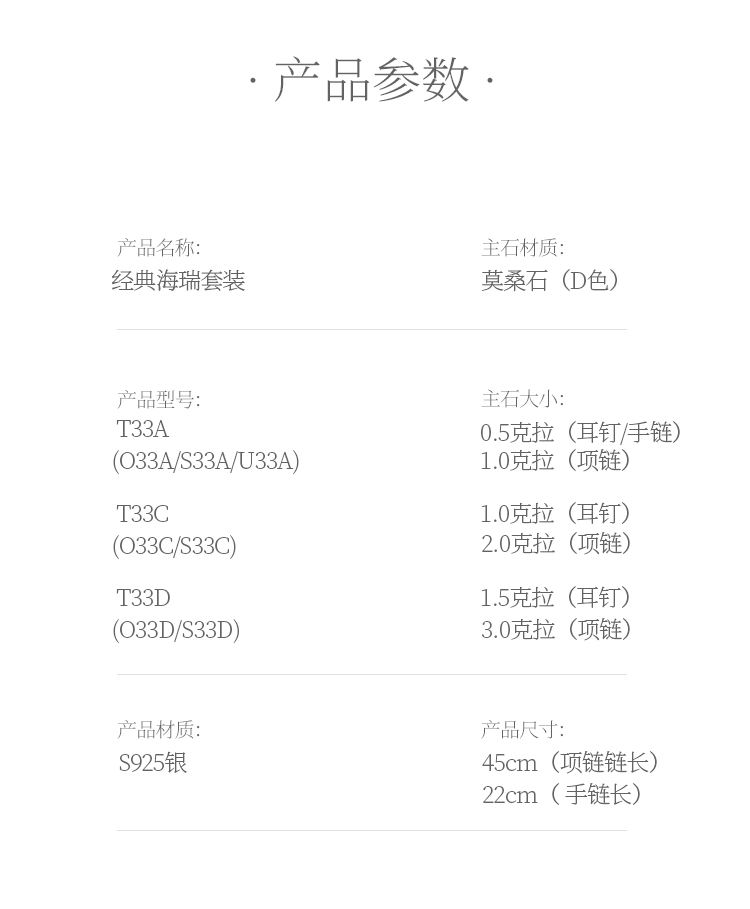 经典海瑞S925银镀白金莫桑钻吊坠耳钉套装 - 5
